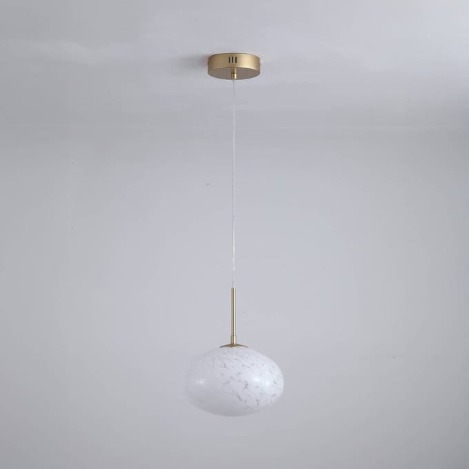 Searchlight LED hanglamp Confetti, Ø 25 cm, goudkleurig/wit, glas