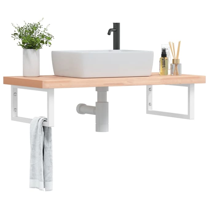 vidaXL - Badkamer - wandschap - staal - en - massief - beukenhout