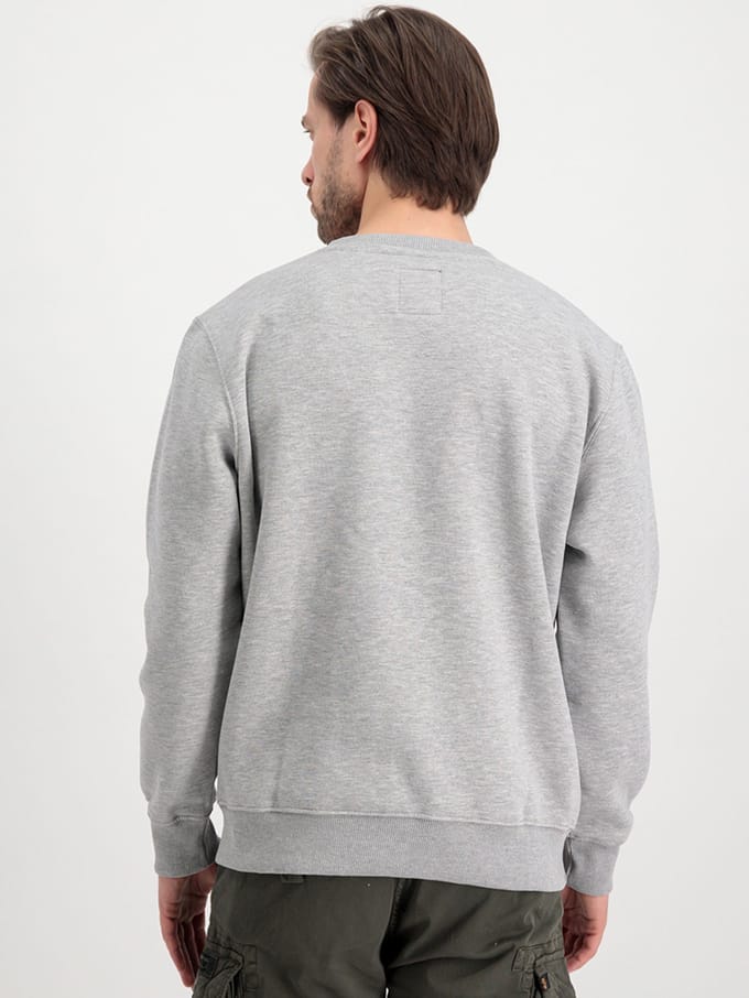 Alpha Industries Basis Trui Klein Logo Grijs Heather