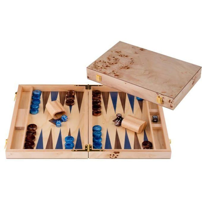 Backgammon 15" blauw & bruin trangle - Longfield