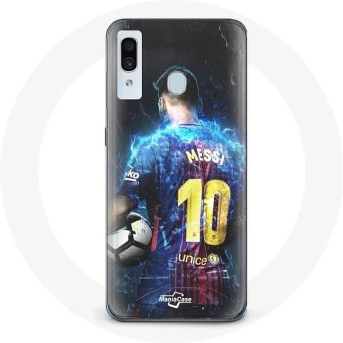 Coque maniacase pour Samsung Galaxy A20 Lionel Messi Club de football de Barcelone FCB zwart