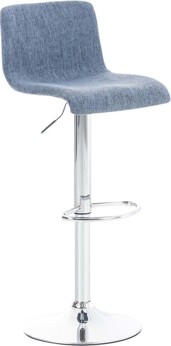 CLP Hover Barkruk - Stof Metaal in chroomoptiek blauw