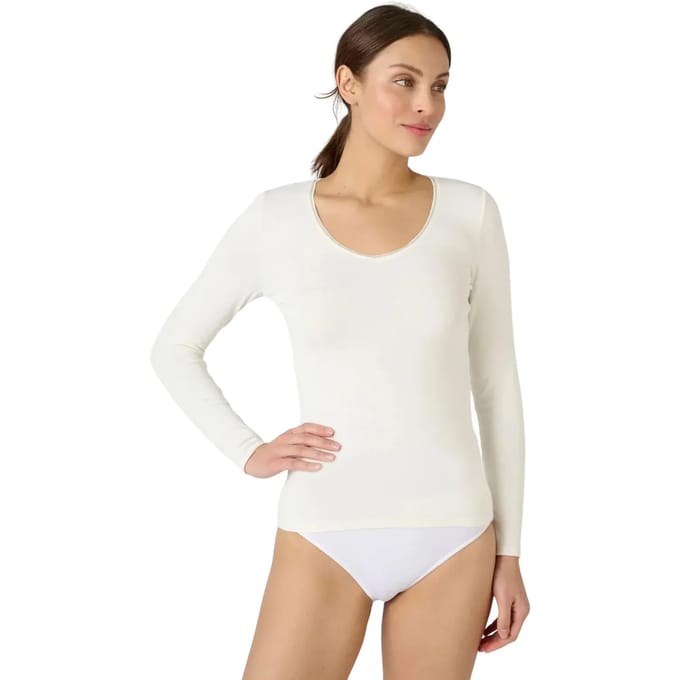 Damart - T-shirt met lange mouwen Thermolactyl Sensitive - Dames - Wit - 34-36 (XS)