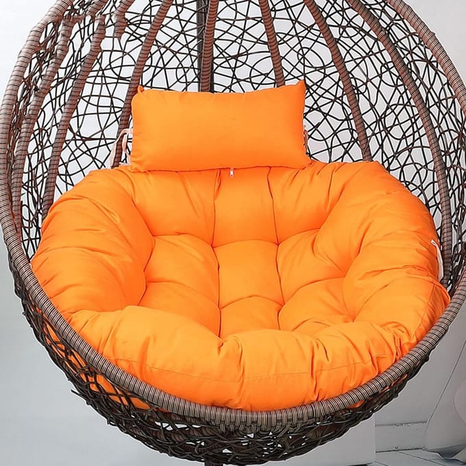 Stoelkussen Hangstoel - Kussen voor eierstoel - Buiten Zitten - 15cm Dikke Vulling - Diameter 120cm - Grijs
