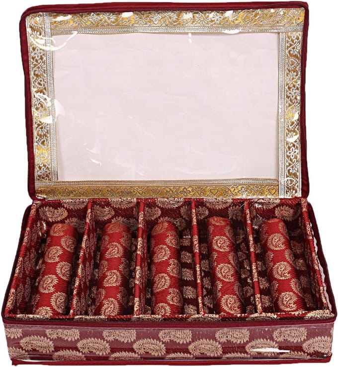 Bangle Box - Sieradendoos Armbanden - Sieraden Opbergen - Met Transparant Venster - 30x26cm - Bordeauxrood