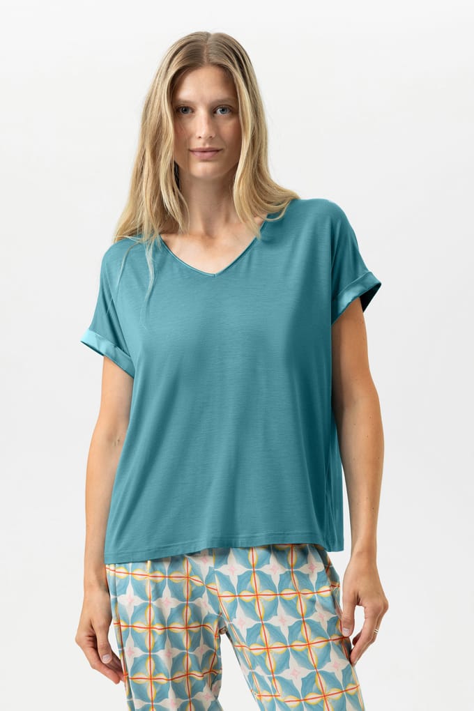 Mey Dames T-shirt Serie Pure Chic 1210103 1748 teal dream-S