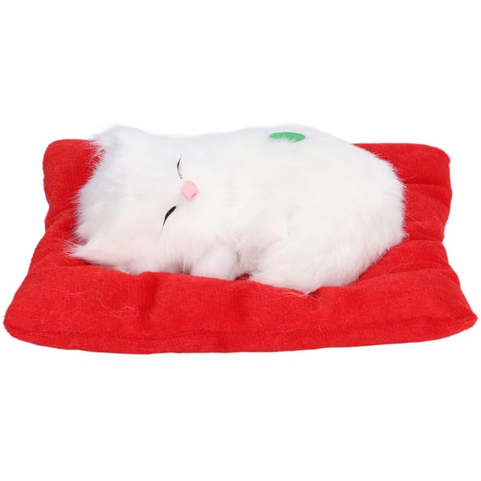 Faux Chats Chaton Dormant Poupée Jouet Simulation Chat Dormant sur Coussin Jouet Animal de Compagnie Interactif avec Son Charbon Actif Type 2