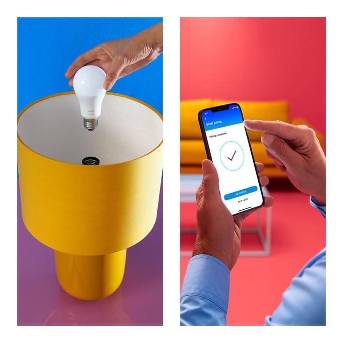WiZ Lamp 2-pack + Afstandsbediening - Gekleurd en Wit Licht - Slimme LED Verlichting - E27 fitting - 60W - Mat - Wi-Fi