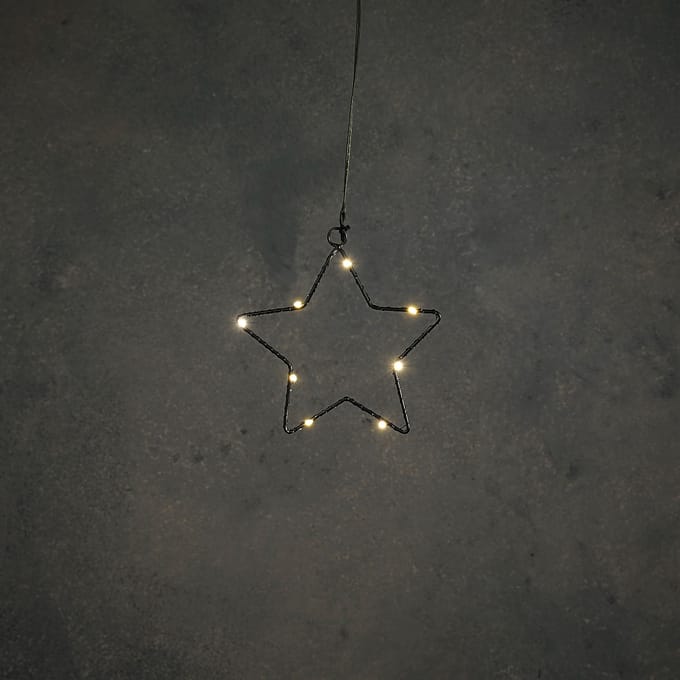 Ster zwart warm wit 8led battery operated - d15cm
