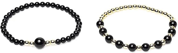 Armband zwarte toermalijn & hematiet set van 2 – diameter kraal 0,6 cm