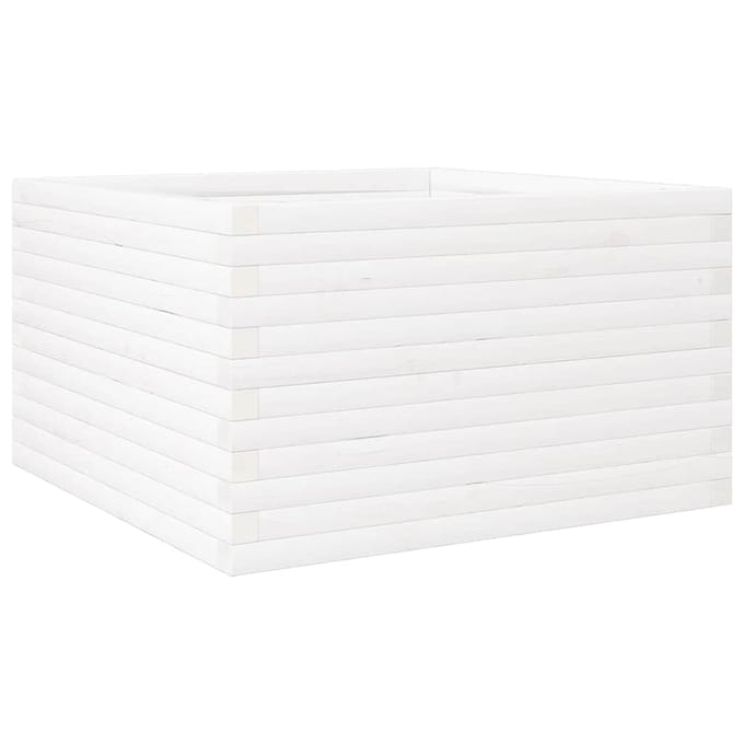 vidaXL - Plantenbak - 80x80x46 - cm - massief - grenenhout - wit