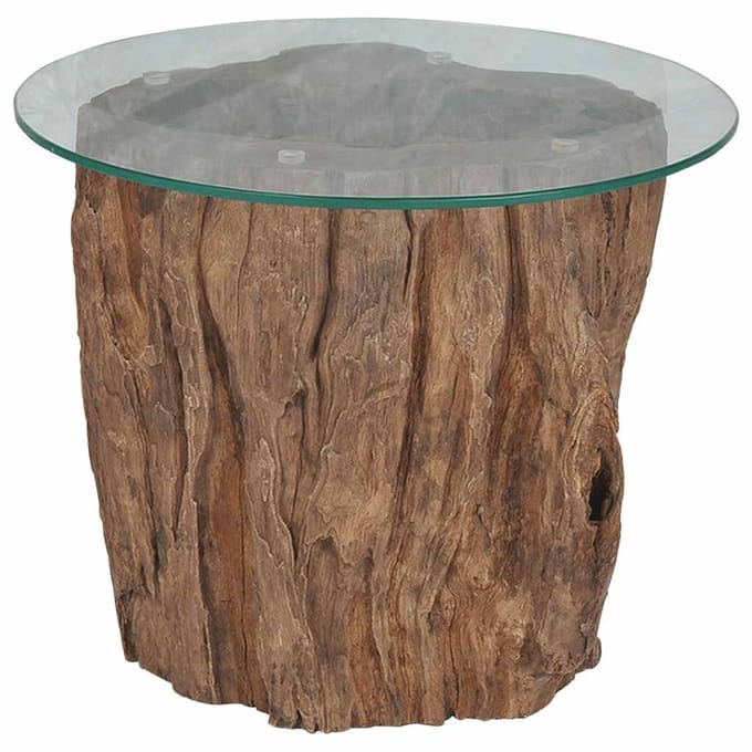 vidaXL - Salontafel - 50x40 - cm - teakhout - en - glas