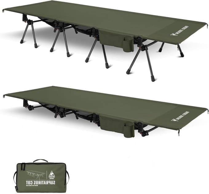 Kampeerbed - Opklapbaar bed - Ontspannen buiten - Verstelbare hoogte - 220x80 cm - Groen
