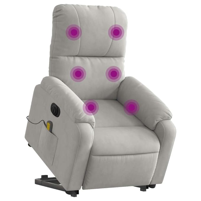 vidaXL - Sta-op-massagestoel - elektrisch - microvezelstof - lichtgrijs
