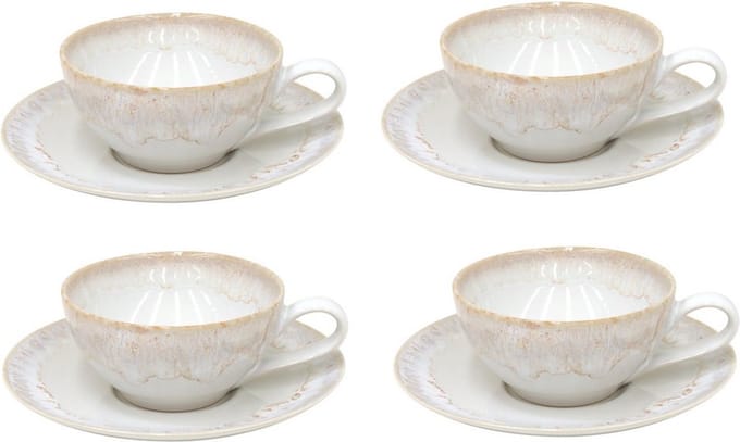 Costa Nova Taormina servies kop en schoten wit met gouden rand set van 4