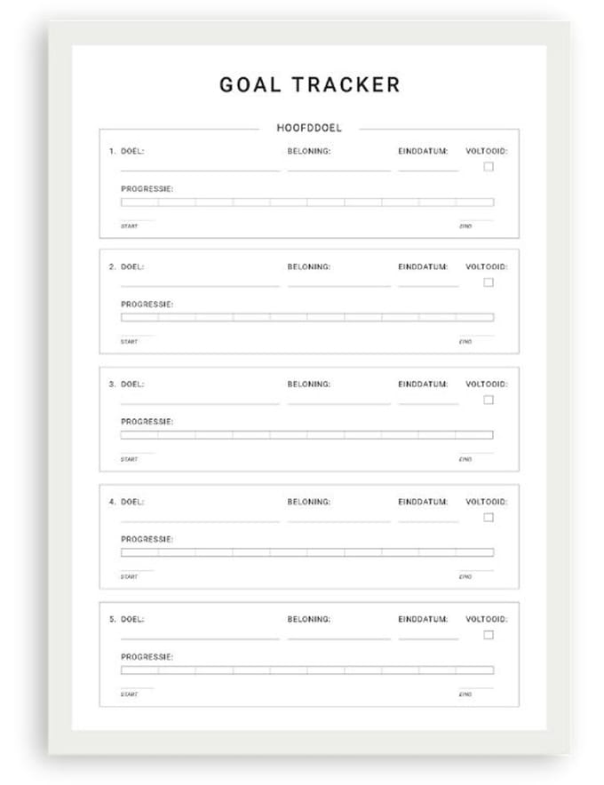 Planbooks - Goal Tracker - A4 - Doelen Planner - Deskplanner - To Do Planner