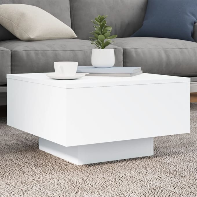 vidaXL - Salontafel - 55x55x31 - cm - bewerkt - hout - wit