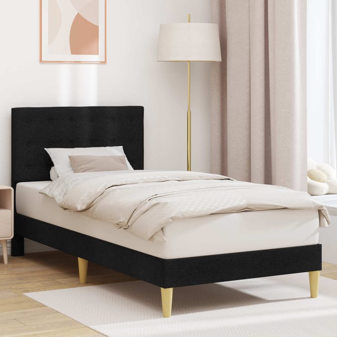 vidaXL - Bedframe - met - hoofdeinde - Zwart - 100 - x - 200 - cm - Stof