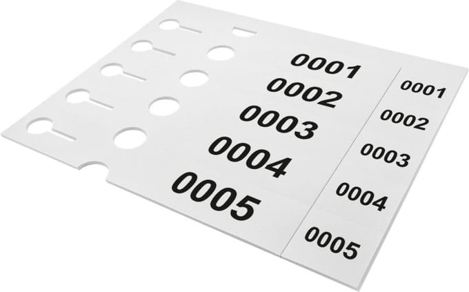 CombiCraft sleufetiketten genummerd 250x38mm met afscheurstrook wit - nummering 0001 t/m 0200 - per 200 etiketten