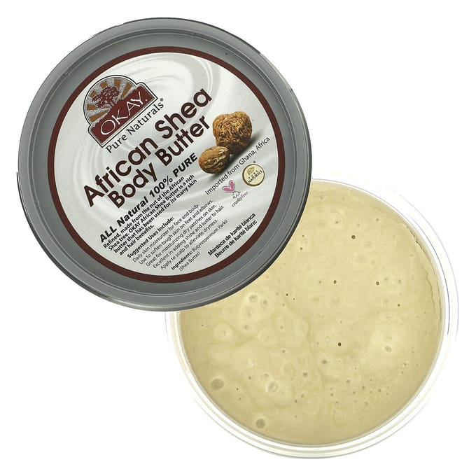 Okay Pure Naturals, African Shea Butter, White Smooth, 368 g (13 oz) gray