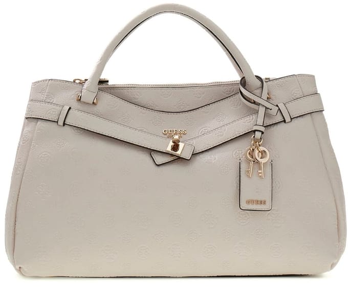 GUESS handtas schoudertas Ella Logo Girlfriend Satchel Stone Logo crème