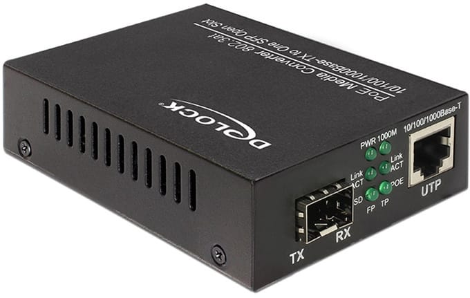 Delock PoE+ Media Converter 10/100/1000Base-T to SFP