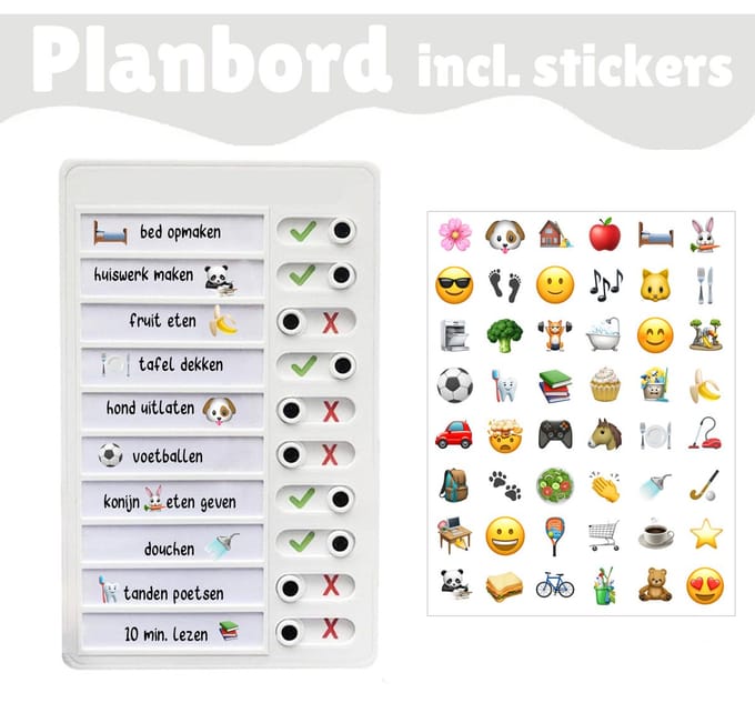 Planbord met Stickers Herbruikbaar - Dagplanner - To Do Lijst - Schoolspullen