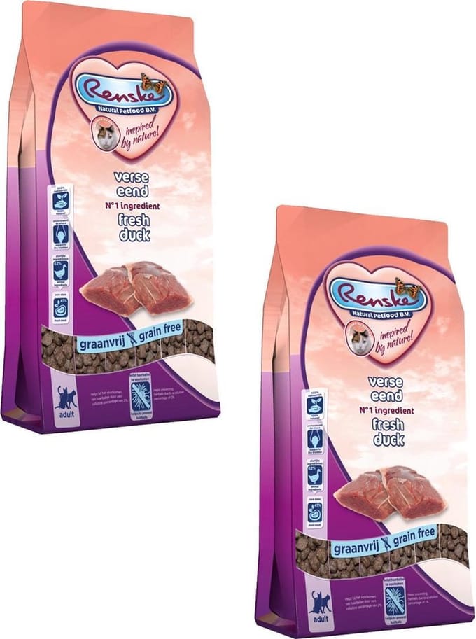 Renske Kat Adult Verse Eend - Kattenvoer - 2 x 400 g