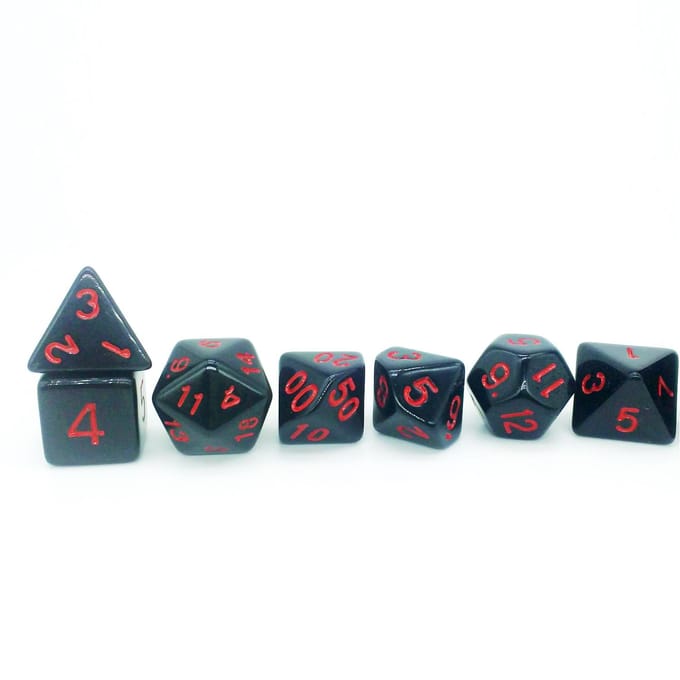Kit de dés noir rouge 7 pièces/lot Dés polyédriques bicolores D4 D6 D8 D10 D D12 D20 Dés de jeu black