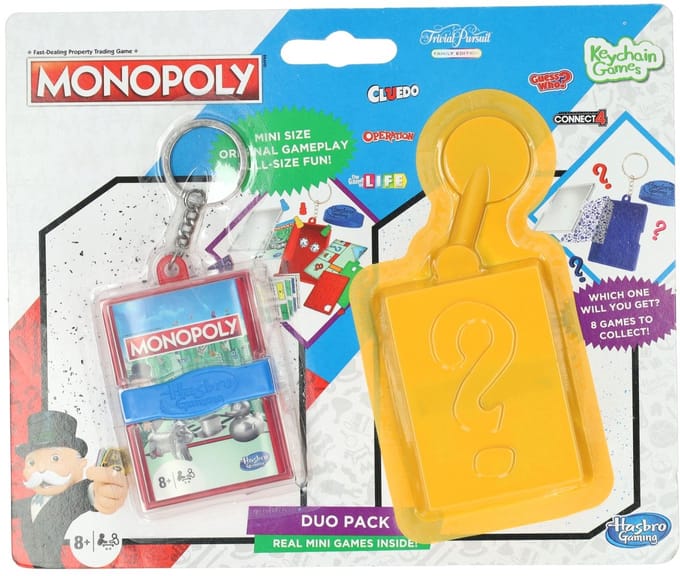 Hasbro Monopoly mini spel sleutelhanger - reisspel voor kinderen.