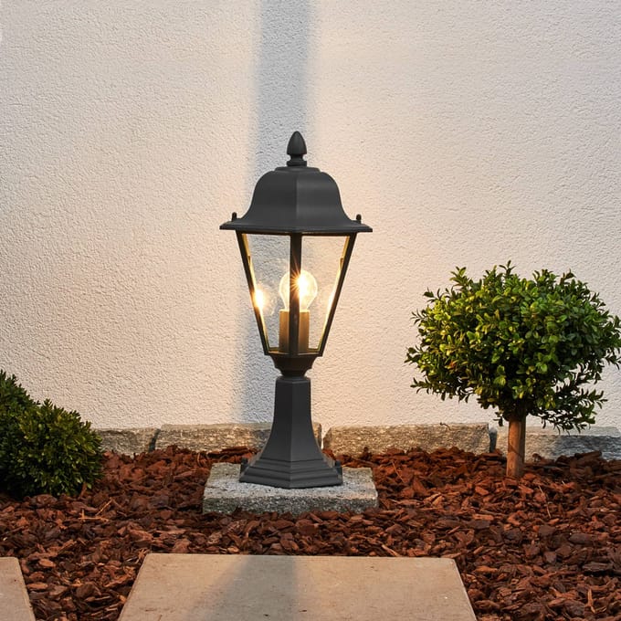 Lindby - Sokkellamp - 1licht - Aluminium, glas - H: 51.8 cm - E27 - antraciet, helder