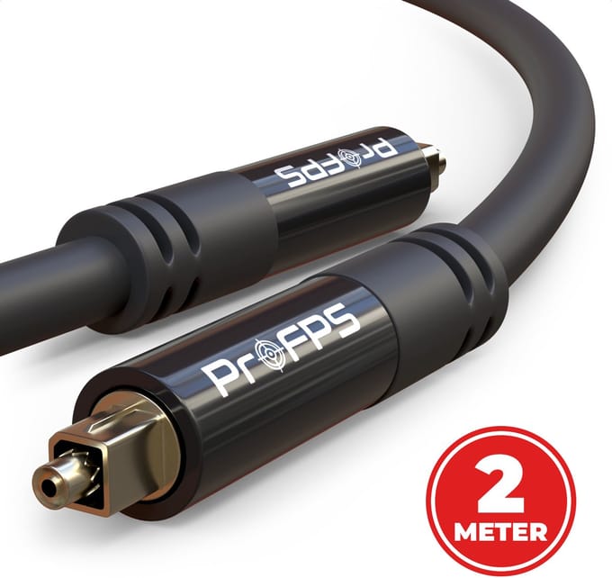 ProFPS Toslink Optische Kabel 2M – Glasvezel Audio – 24K – Zwart