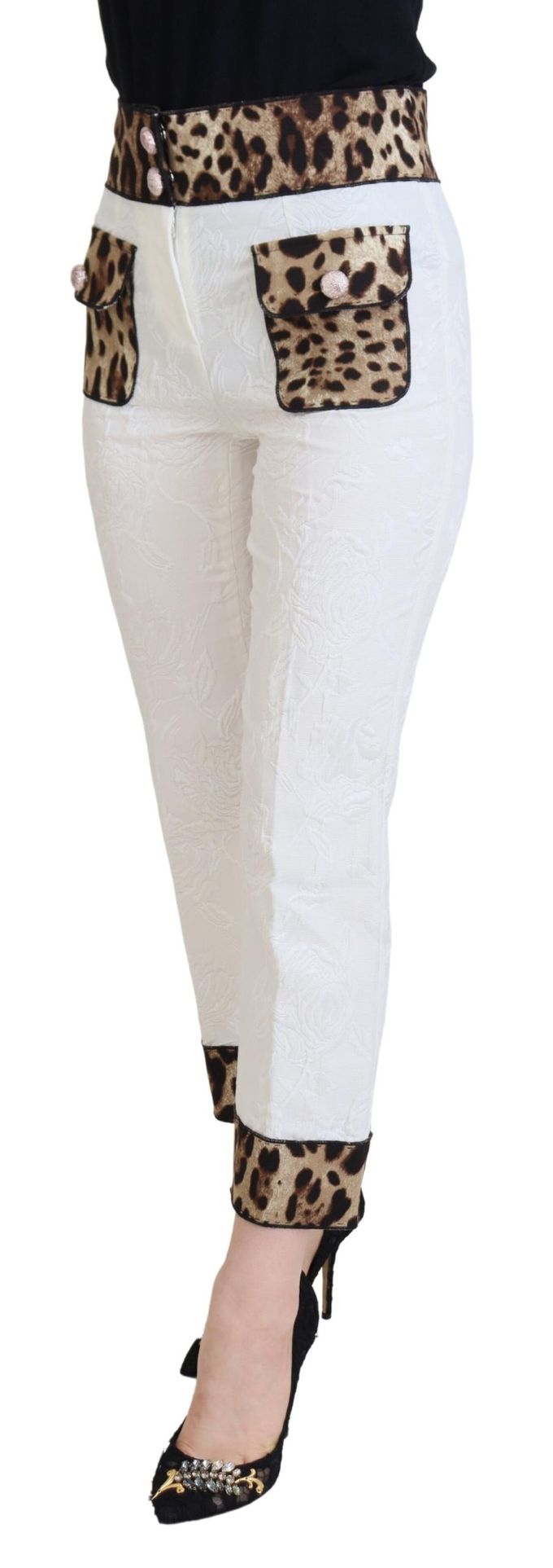 Cropped Broek met Luipaardprint Detail