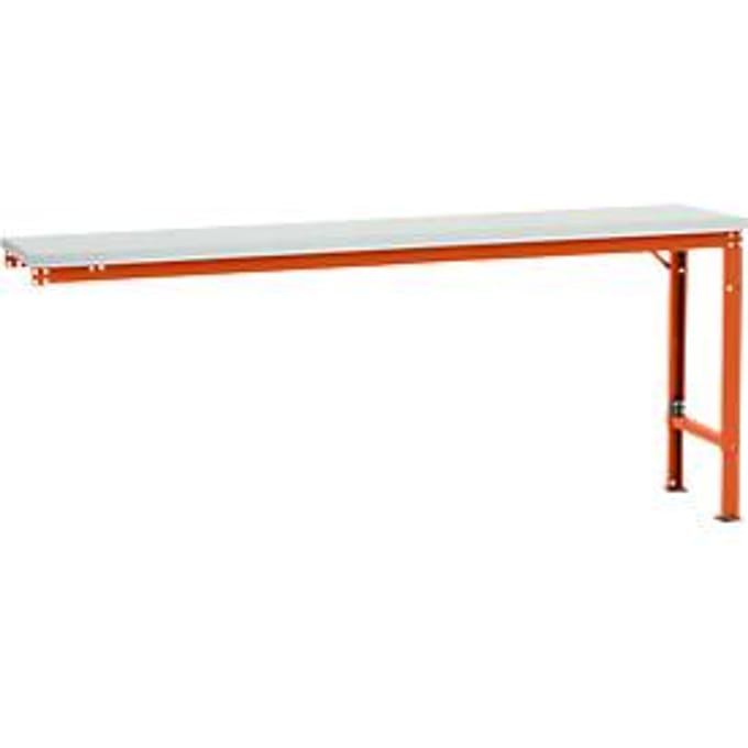 Manuflex aanbouwtafel UNIVERSAL Speciaal, 2000 x 800 mm, melamine lichtgrijs, roodoranje