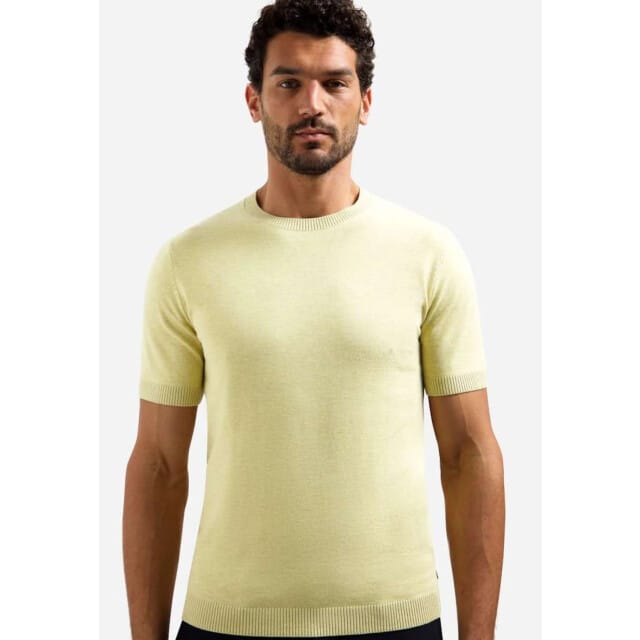 No Excess Pullover Short Sleeve Crew Neck Melange Yellow  M