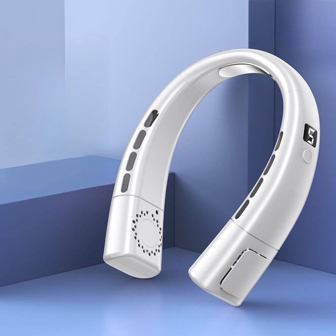 Draagbare nekventilator - USB oplaadbare persoonlijke ventilator - Draadloze koeling zonder bladen - Koelventilator - Digitaal display - Wit