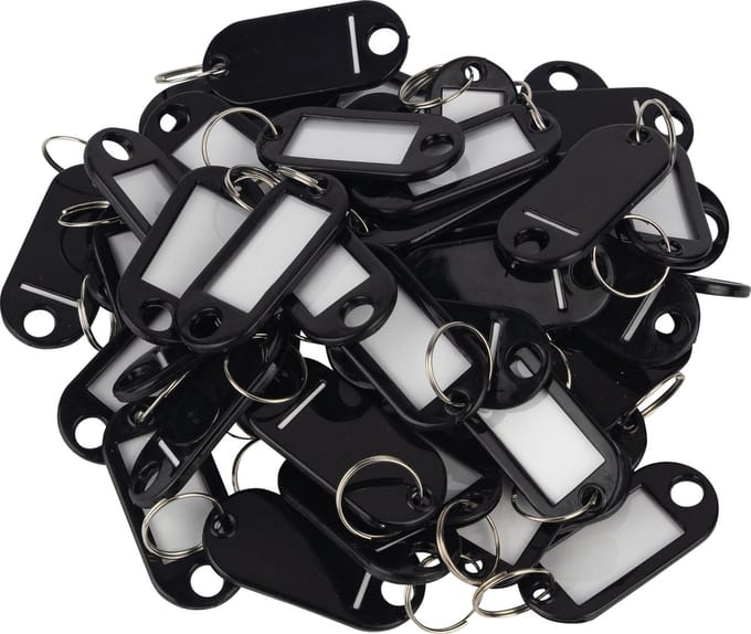 Sleutellabels - Sleutellabel - Sleutelhangers - Sleutelhanger - Zwart - 50 Stuks