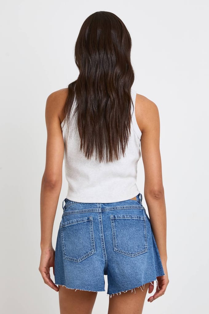 boohoo Dames Tall Flippy Wide Leg Denim Short | Medium Gebleekt | Maat: 42