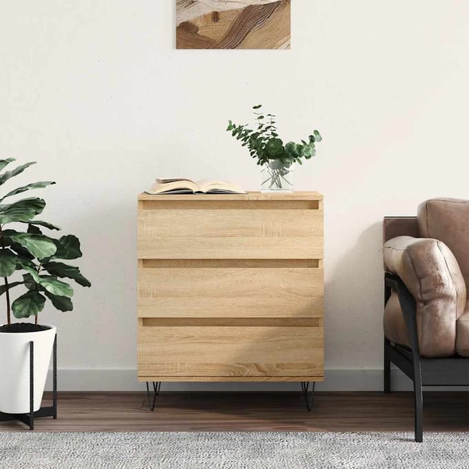 vidaXL - Dressoir - 60x35x70 - cm - bewerkt - hout - sonoma - eikenkleurig