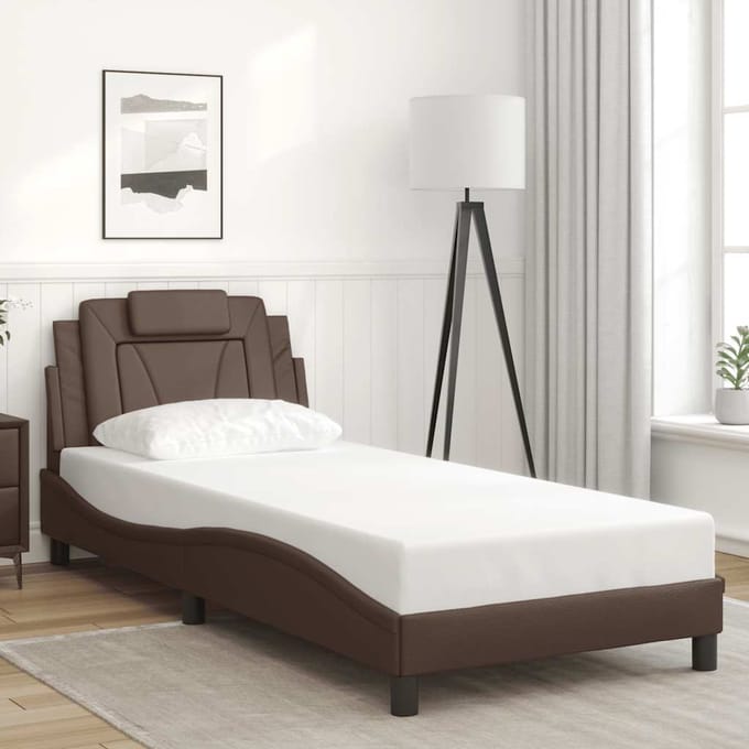 vidaXL - Bedframe - "Viana" - zonder - matras - kunstleer - bruin - 80x200 - cm
