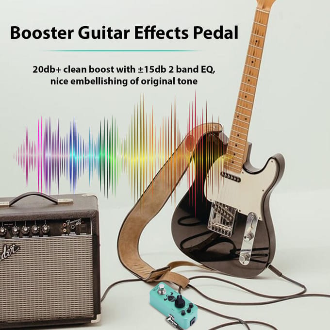 Lity Booster Gitaarpedaal Mini Booster Effectenpedaal Puur Schone Mini Boost voor Elektrische Gitaar сyaan