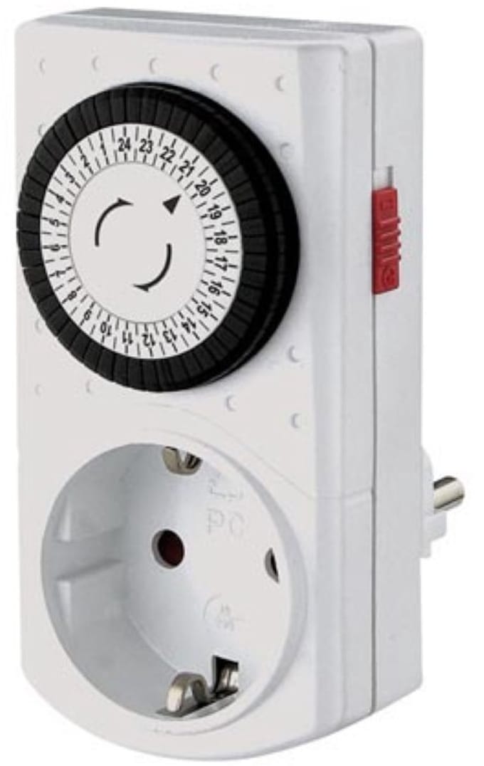 Perel Mini 24-uurs timer, mechanisch, 230 V, 16 A, 3680 W, Duitse aarding type F, wit