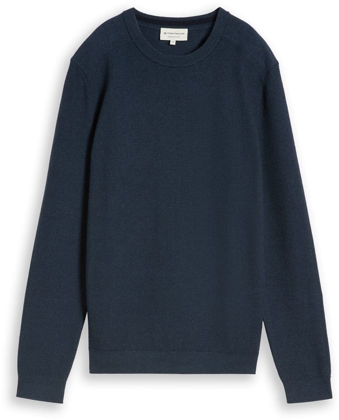 Tom Tailor - Gebreide trui van katoen - Maat M - mouline blue navy