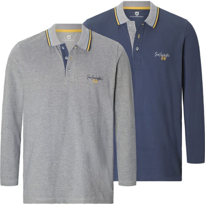 Jan Vanderstorm herren Polo Met Lange Mouwen - 52/54 - grijs - Plus Size