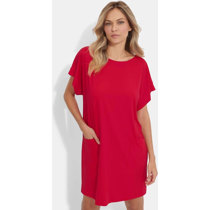Casual strandjurk van glad, functioneel materiaal - rood - Gr. M van Goldner Fashion