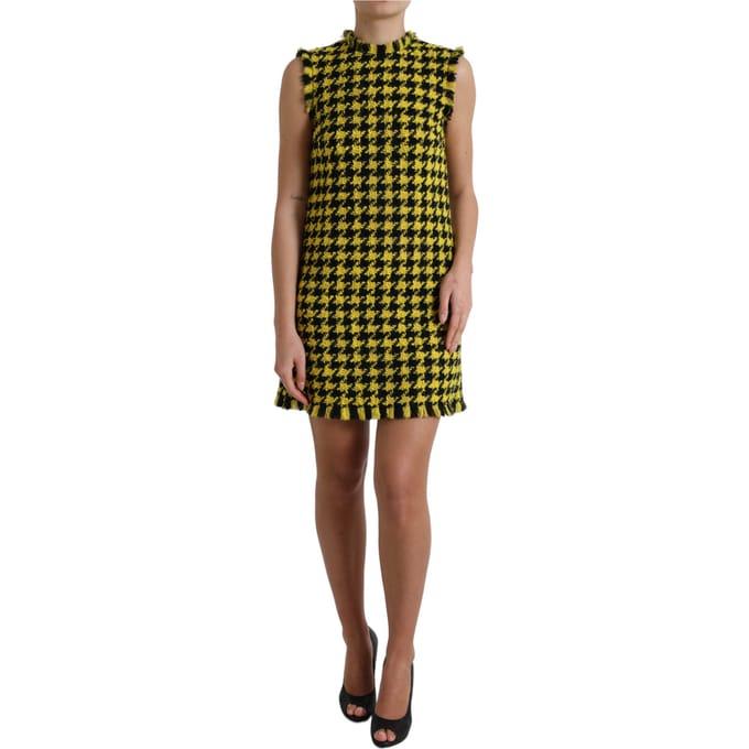 Hondstooth Mini Jurk Mouwloze Shift Jurk
