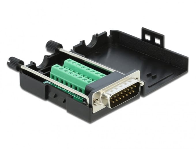 Delock D-Sub15 male to Terminal Block with Enclosure