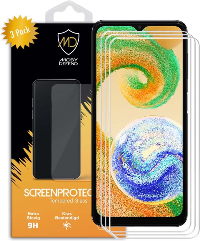 3-Pack MobyDefend Screenprotectors - Geschikt voor Samsung Galaxy A04s - Case-Friendly Screensaver - Gehard Glas