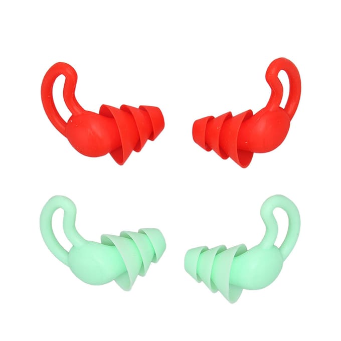 2 Pair Ear Plugs Waterproof Noise Reduction Shark Fin Edges Silicone Reusable Washable for Sleep