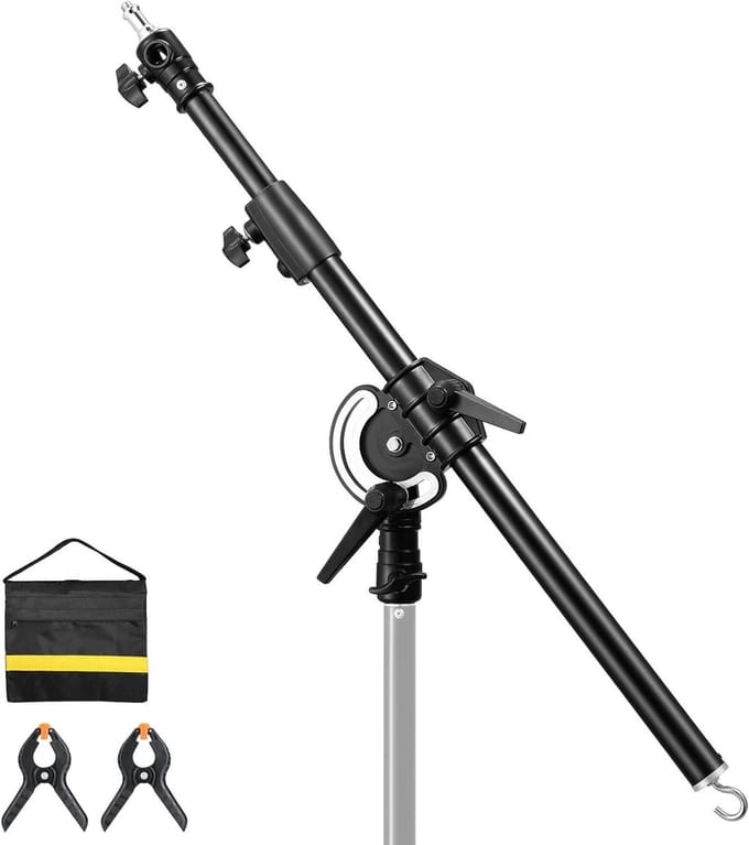 Verlengkabel Arm - Gaffel Arm - Studio Verlichting - Verstelbare Hoek - 158 cm - Zwart